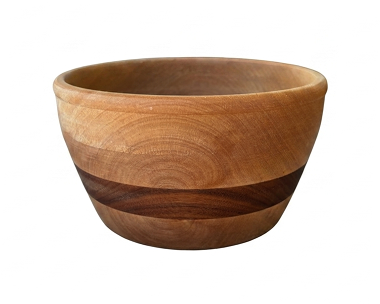 Handcrafted wooden bowl in birch and walnut